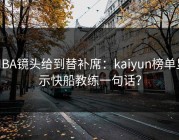 NBA镜头给到替补席：kaiyun榜单显示快船教练一句话？