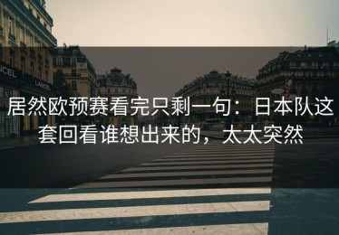 居然欧预赛看完只剩一句：日本队这套回看谁想出来的，太太突然