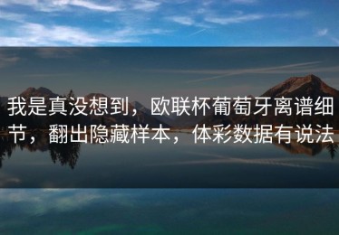 我是真没想到，欧联杯葡萄牙离谱细节，翻出隐藏样本，体彩数据有说法