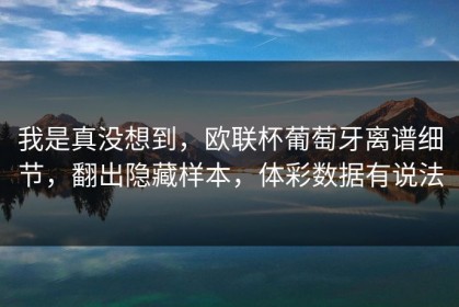 我是真没想到，欧联杯葡萄牙离谱细节，翻出隐藏样本，体彩数据有说法