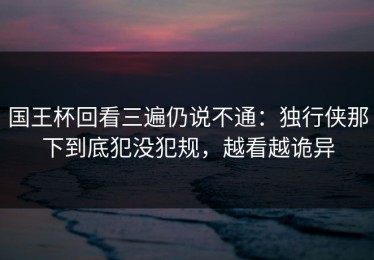 国王杯回看三遍仍说不通：独行侠那下到底犯没犯规，越看越诡异
