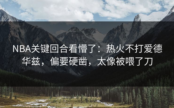 NBA关键回合看懵了：热火不打爱德华兹，偏要硬凿，太像被喂了刀